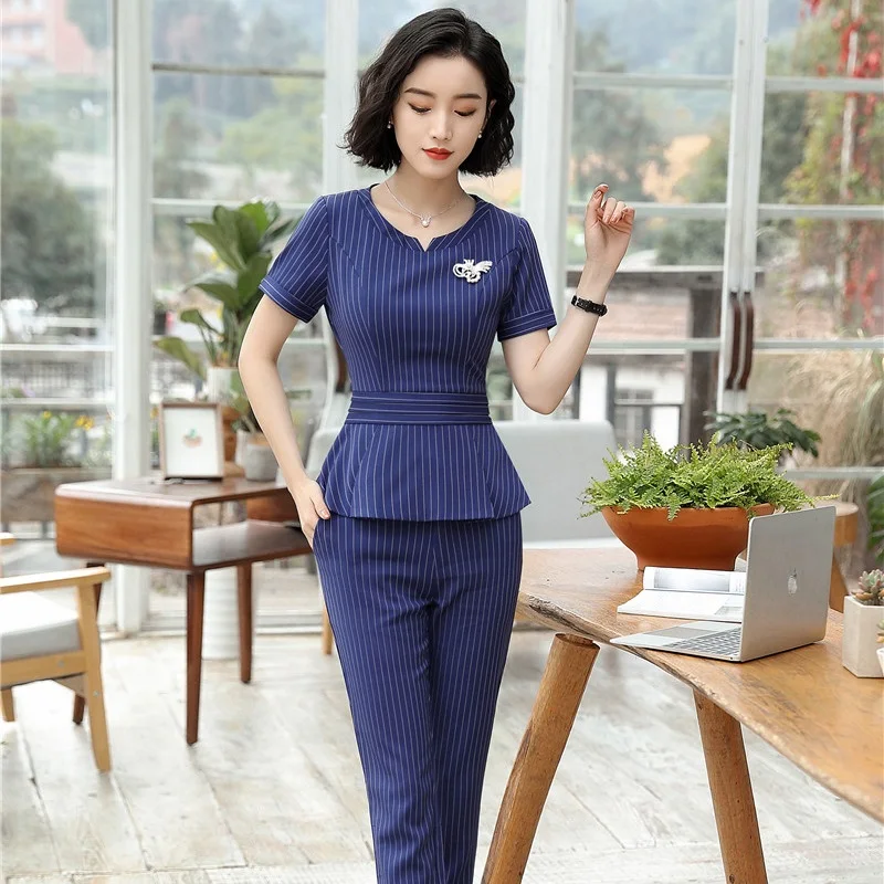 New Fashion Styles Two Piece With Jackets And Pants Elegant Striped ...