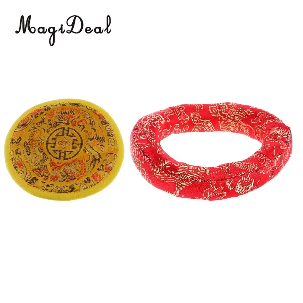 Random Color Round Silk Tibetan Singing Bowl Ring Cushion for Dharma 10&12cm