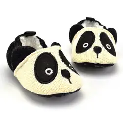 Теплые пинетки крючком вязаная обувь для новорожденных флис панда обувь для младенцев с героями мультфильмов кашемировые удобные