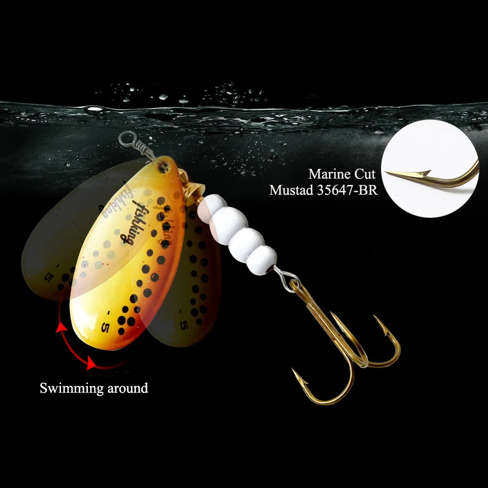 Рыбий король 1 шт. Спиннер приманка 3,2 г 4,3 г 6,1 г 9,6 г 13,6 г рыболовная приманка окунь Щука твердые приманки Колеблющаяся блесна с тройным крюком рыболовные снасти