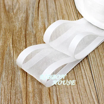 

(5 meters/roll) 38mm White broadside organza ribbon wholesale gift wrapping decoration ribbons