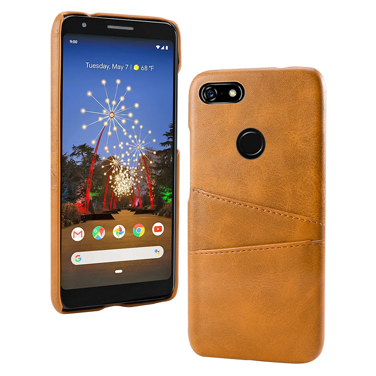 Case for Google Pixel 3a XL PU Leather Case PC Back Cover with Credit Card Holder Shockproof ...