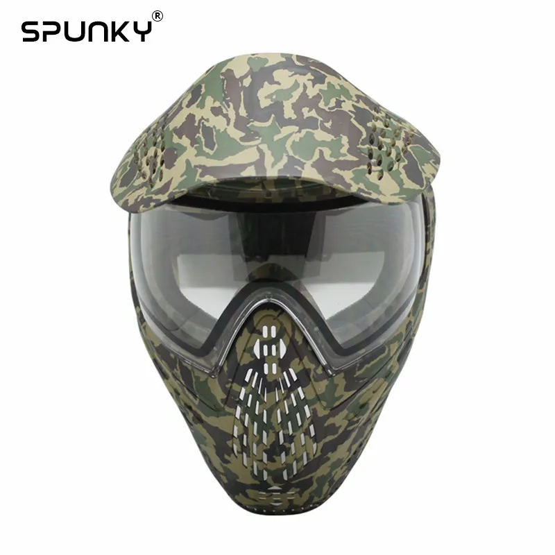 Большой лесной камуфляж Тактическая Военная пейнтбольная маска с козырьком и красителем I4 двухслойные очки