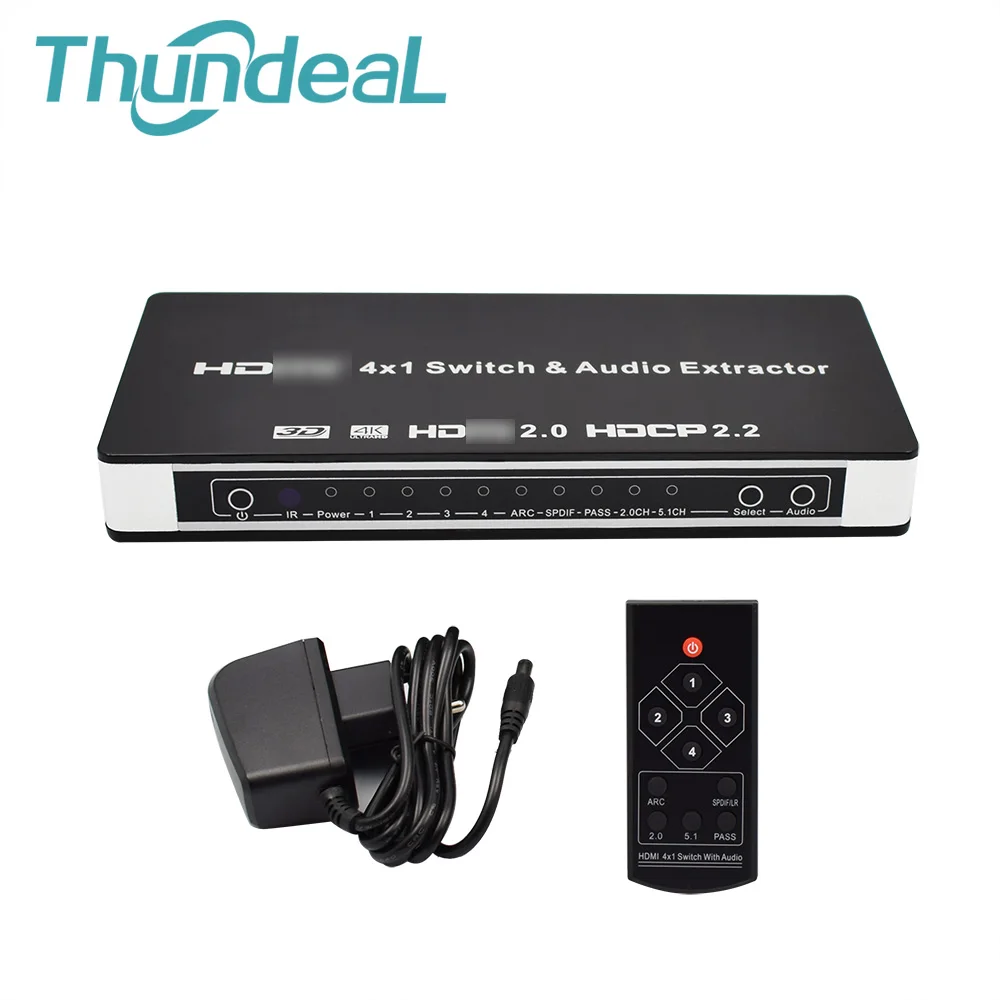 ThundeaL HDMI 2.0 4 to 1 HDMI Switch Audio Extractor for XBOX DVD TV 4x1 2.0 HDMI Switcher 4K 60Hz 3D ARC Video Audio SPDIF RCA ThundeaL HDMI 2.0 4 to 1 HDMI Switch Audio Extractor for XBOX DVD TV 4x1 2.0 HDMI Switcher 4K 60Hz 3D ARC Video Audio SPDIF RCA