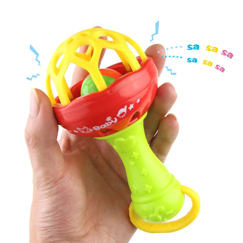 

Soft Baby Rattles Toy Newborn Baby Intelligence Plastic Teether Hand Hold Shaking Bells Crib Ring Infant Funny RattlesToy Gifts