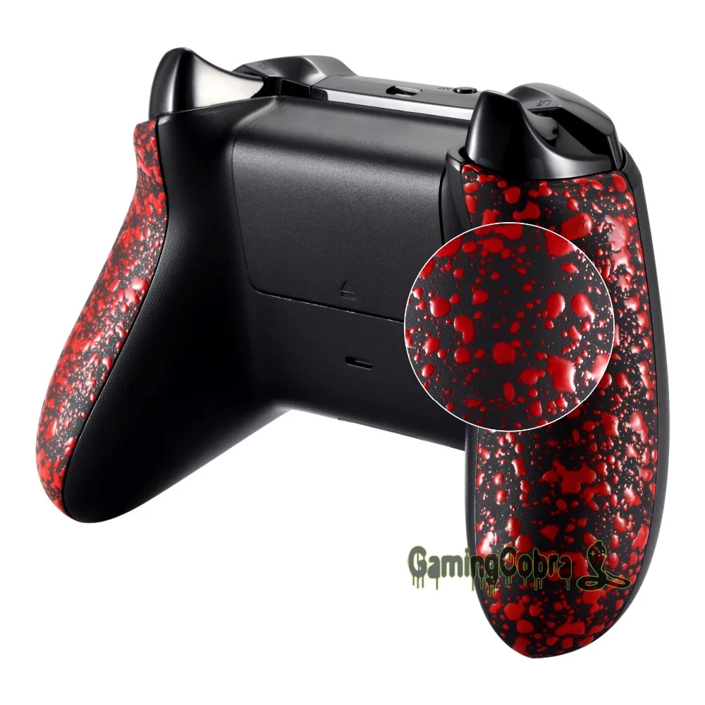 

Textured Red Back Panels, Comfortable Non-slip Side Rails, 3D Splashing Handles for Xbox One X & for Xbox One S Controller