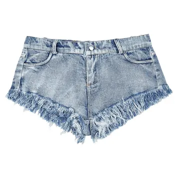 

Fashion 2019 New Female Beach Tassel Pockets Jeans Shorts Women Mini Skinny Low Waist Sexy Blue Denim Shorts