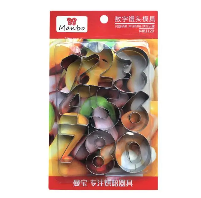

9pcs/set numer shape stainless steel cookies cutter fondant cutter molds baking tools