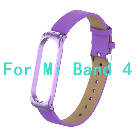 Кожаный ремешок mi Band 4 для Xiaomi mi Band 4 mi band 4 умный Браслет Анти-потеря спортивный браслет mi Band 3 ремешок умные аксессуары - Цвет: Purple For Band 4