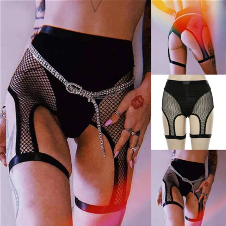 

Womens Summer Sexy Mesh Shorts Panties Knickers Suspenders Garter Shorts Clubwear 2019 New