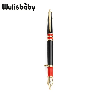 

Wuli&Baby Classic Blue Red Pen Enamel Brooches Women Men's Metal Brooch Pins Gifts