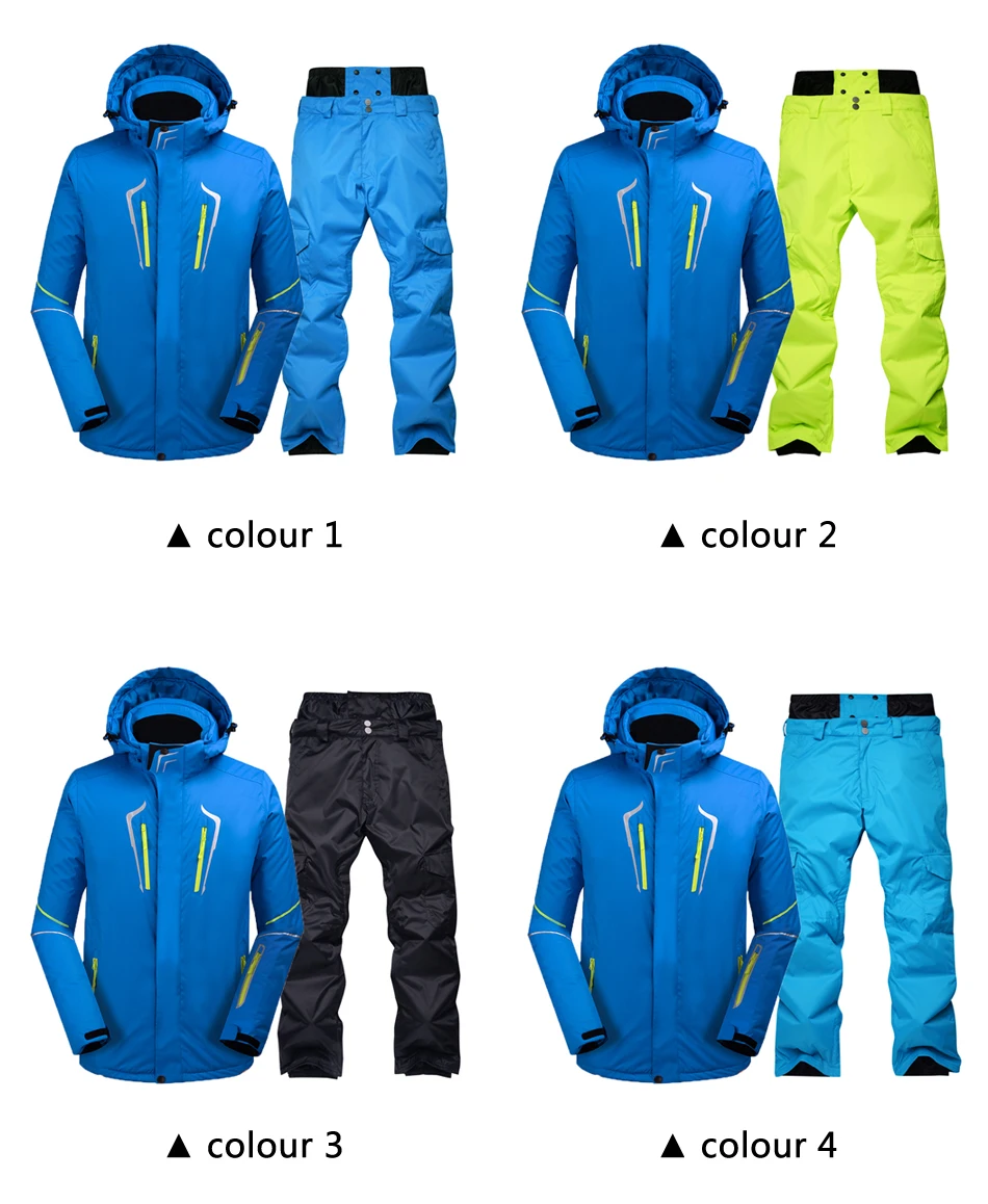 Сноубординг наборы мужские куртки+ брюки очень теплый ветрозащитный водонепроницаемый чистый цвет лыжный костюм уличная зимняя одежда