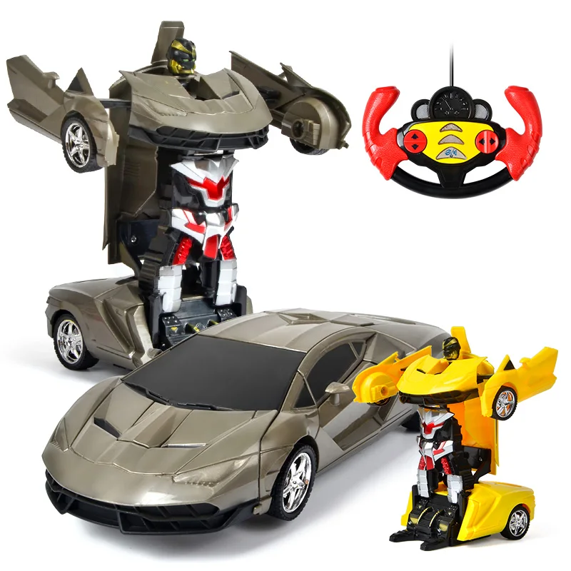 

In Stock! Children RC Toys Electric Remote Control Racing Car Transformer Robots One-key Deformation Vehicle Kid Halloween Gift