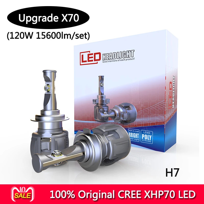  100% original CR-EE X70 XHP70 LED auto headlight bulbs H4 H7 H8 H9 H11 9005 9006 9012 5202 120W 156 - 33014021834