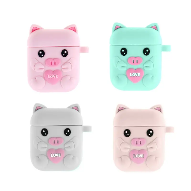 

Fashion Cute Cartoon Pig Soft Silicone Protective Cover Shockproof Case Skin for Airpods 1/2 Charging Box #520