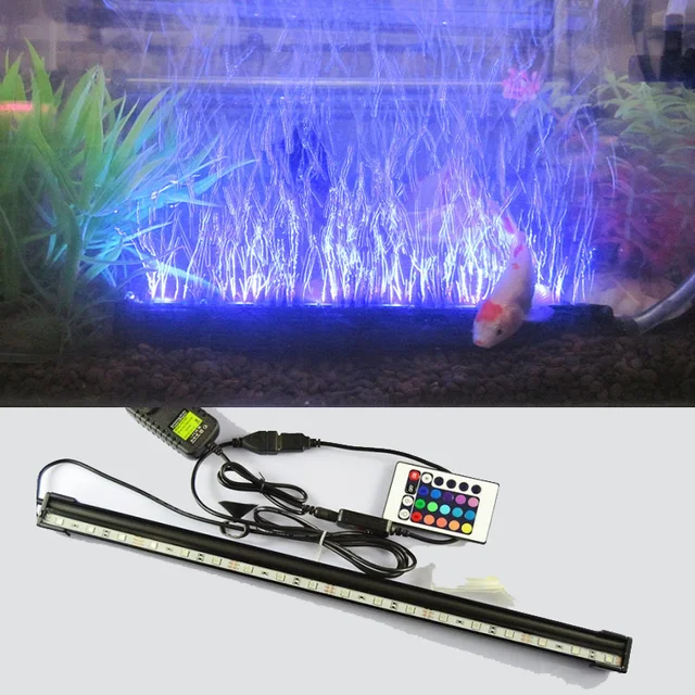 LED Remote Underwater Submersible Aquarium LED Light Air Pump Bubble