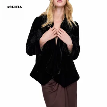

2019 Women New Velvet Black Blazer Long Sleeve Suit Casual Women's Blazers
