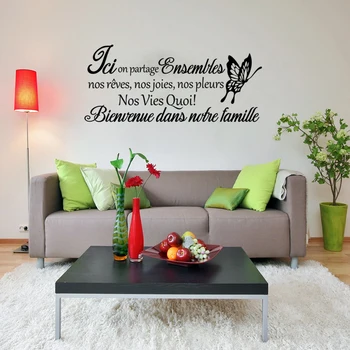 

kililaya Wall Stickers Muraux Quote ICI on Partage Living Room Decoration Vinyl Wall Decals Poster House Decoration