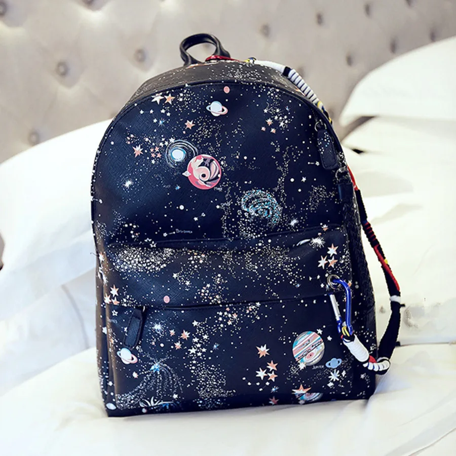 2016 Black Backpack Women Stylish Galaxy Star Universe