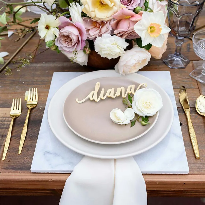 Mirror Acrylic Table Names Wedding Place Name Laser Engraved Place Card Personalised Place Setting