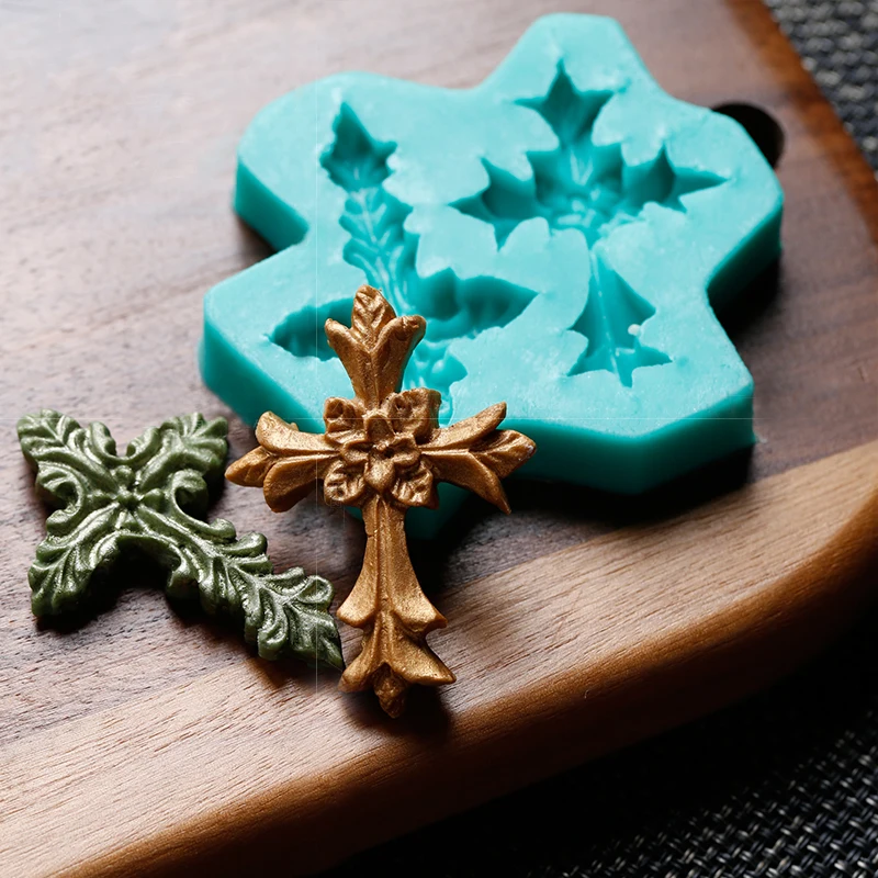 

Two Crosses Shaped Silicone Mold Fondant Cake Molds Chocolate Mould Biscuit Soap Mold DIY Wedding Cake Decorating Tools