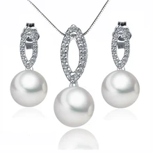 Набор ювелирных изделий из жемчуга включает ожерелье серьги набор ювелирных изделий 9-10 мм натуральный жемчуг 925 стерлингового серебра женские аксессуары