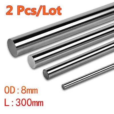 

2pcs Cnc Linear Shaft Chrome OD 8mm L 300mm rail Round Steel Rod Bar Cylinder