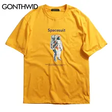 GONTHWID Spacesuit напечатаны уличные футболки хип хоп летние мужские повседневные хлопковые мужские футболки модные футболки с коротким рукавом