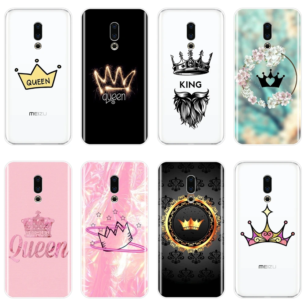 

Phone Case For Meizu Pro 6 7 Plus U10 U20 Case Silicone King And Queen Crown Soft Back Cover For Meizu 15 Lite 16 Plus 16th 16x