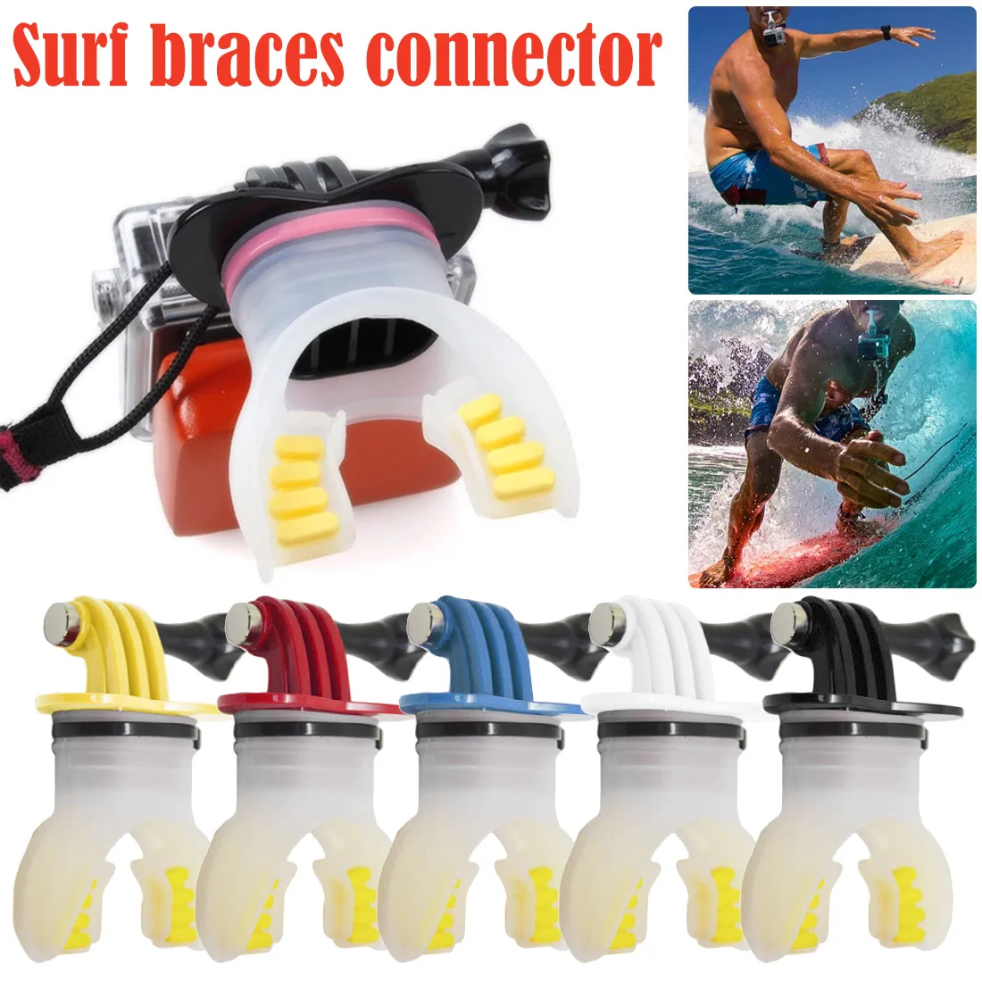 

Action Camera Surf Mouth Mount for GoPro Hero 7 5 6 4 Black Silver Session Xiaomi 4K SJCAM SJ7 H9 Go Pro Surfing Accessory