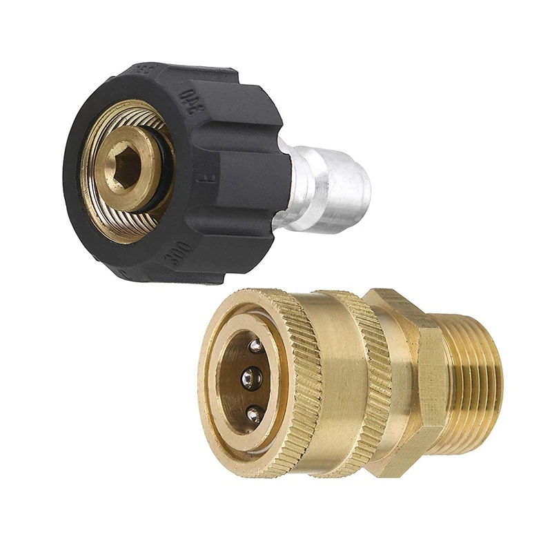buy Pressure Washer Adapter Set, Quick Connect Kit, Metric M22 15Mm Female Swivel To M22 Male Fitting, 5000 Psi