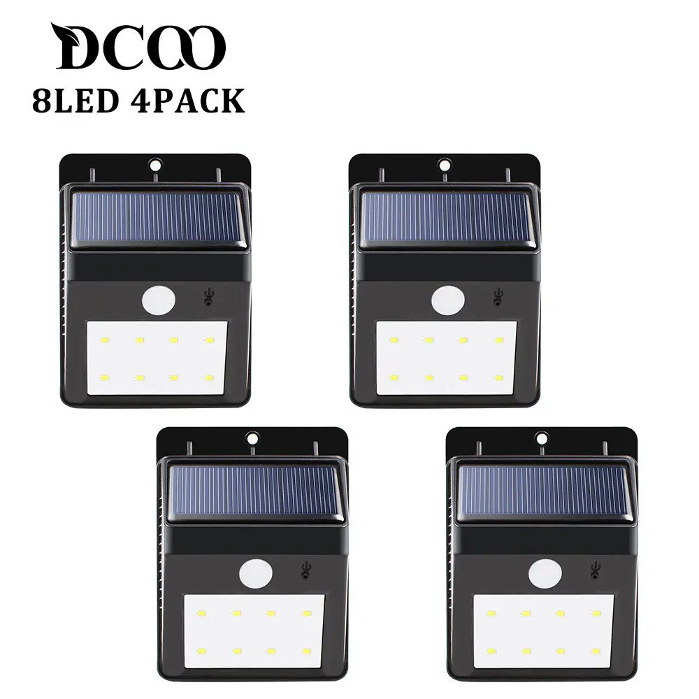 

Solar Lamps luminaria Energia 8 LED Security Wireless Motion Sensor Solar Panels Power Outdoor Light LED Solar Lamp 4 Pieces