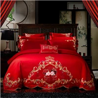 KING Quilt cover 280 TC RED black Embroided Asian Blocks 