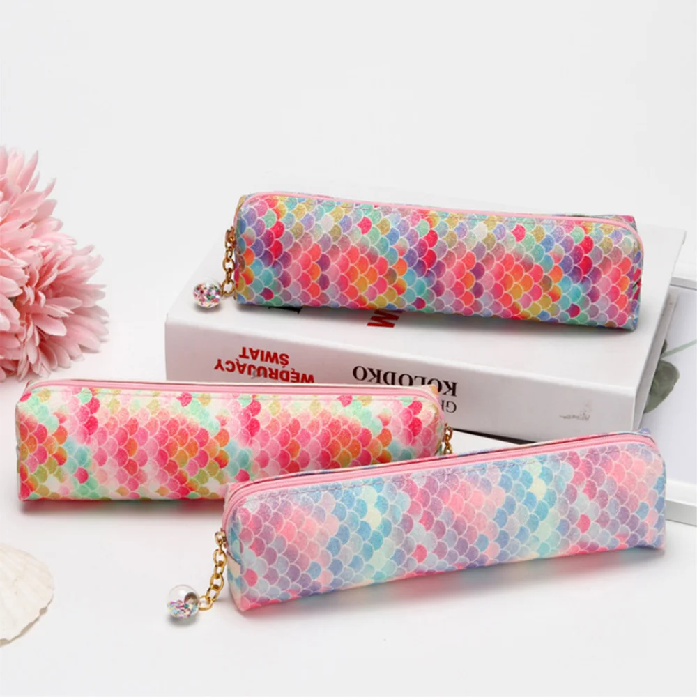 

1pc Mermaid Laser Sequins Pencil Bag Cute Stationery Portable Cosmetics Pouch Fashion Makeup Storage Box School Office Supplies