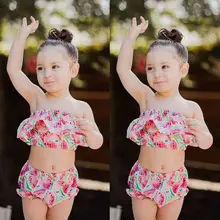 Популярные детские купальники для новорожденных девочек арбуз Топы+ плавки-слипы 2 предмета в комплекте купальники плавание Костюмы