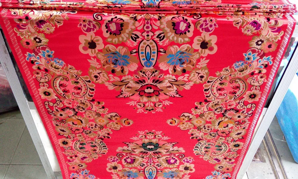 Китайская традиционная полиэфирная ткань 75 см шелковая парча cheongsam красная