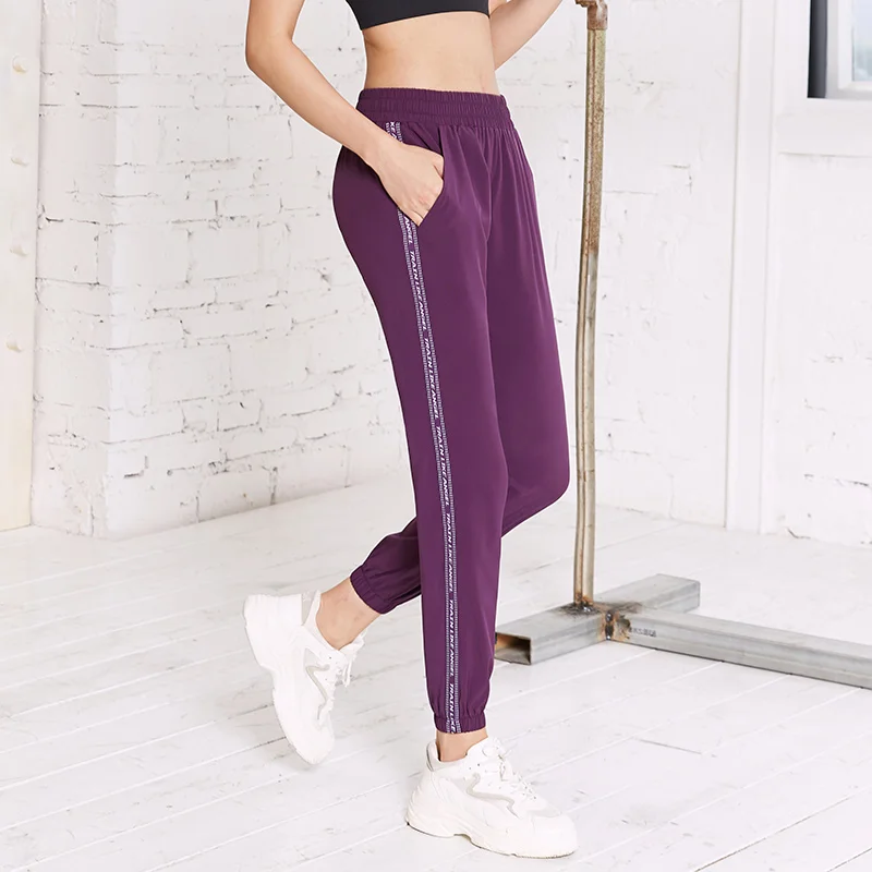 

Vansydical Womens Sports Running Training Pants Side Letters Gym Yoga Sweatpants Outdoor Cycling Jogging Trousers with Pocket
