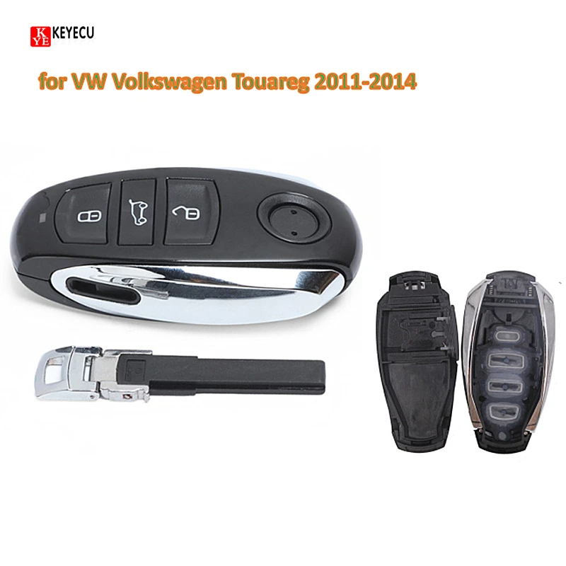 

Keyecu Keyless Entry Smart Remote Car Key Shell Case Fob 3 Button for VW Volkswagen Touareg 2011-2014 (Shell Only)