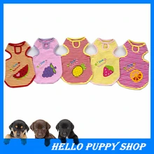 329 New 2015 Summer Style Cute Dog Puppy Vest T Shirt Clothes Stripe Fruit Printed Pet Dogs Clothes