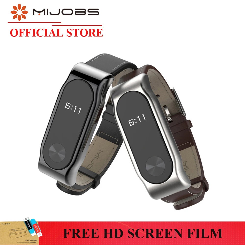 Original Mijobs PU Leather Strap for Xiaomi Miband 2 Wrist Strap mi band 2 font b