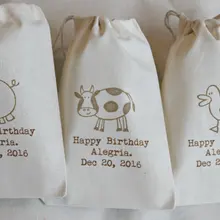 Пользовательские фермы животных Муслин Хлопок день рождения набор от похмелья ювелирные изделия любимые пакеты мальчишник, девичник Свадебные вечерние подарочные пакеты