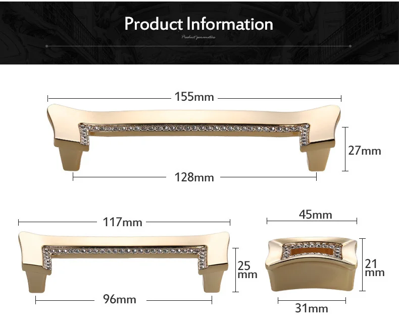 Роскошные золотые чешские хрустальные дверные ручки и ручки для шкафа мебель шкаф выдвижной ящик ручки Z-1834