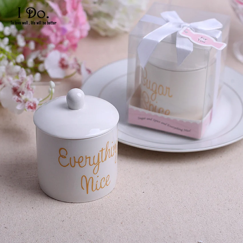 

Free Shipping Ceramic Sugar & Spice Jar Wedding Favors And Gifts For Guests Souvenirs Decoration Event & Party Supplies