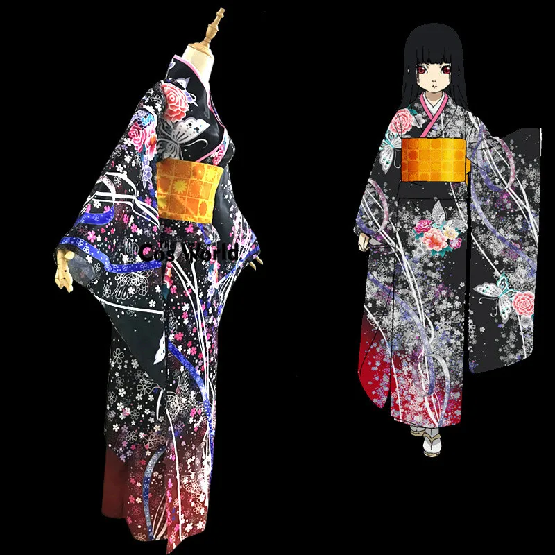 Кимоно Jigoku Shoujo Enma Ai юката платье горничной наряд Униформа аниме косплей