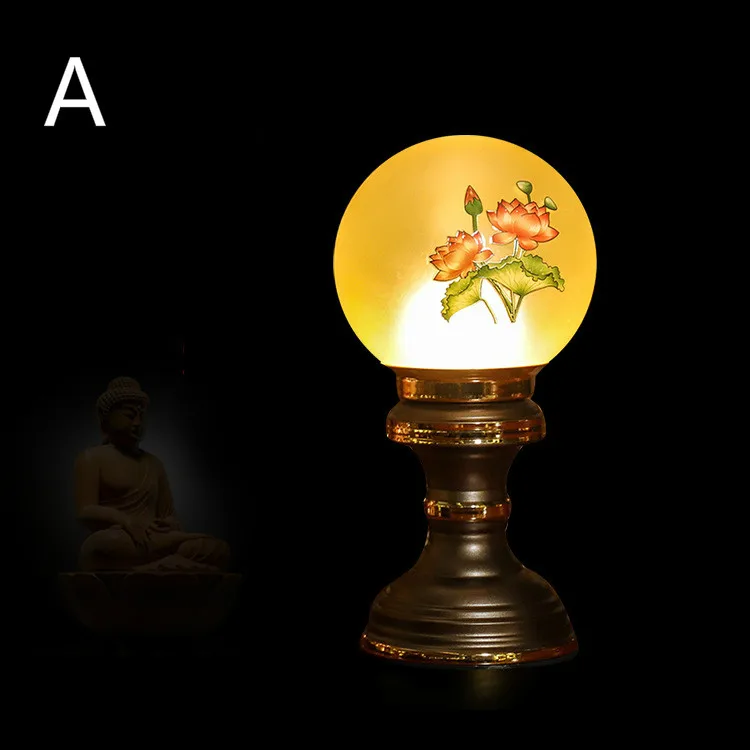 Буддийские поставки лампа в форме лотоса для с Буддой, в форме лотоса лампа хрустальные ремесла храма для света Будды дома длинный свет Будды - Цвет: A