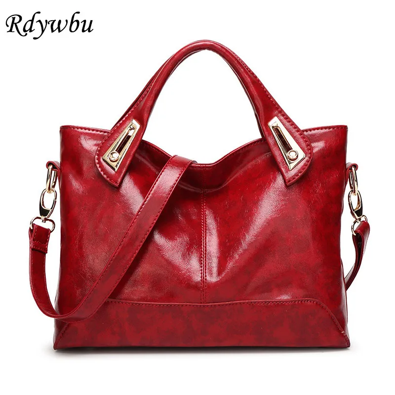

Rdywbu Oil Wax Leather Tote Handbag Luxury Women Fashion Shoulder Bag Designer High Quality Crossbody Bag Sac Bolsos Muje B279
