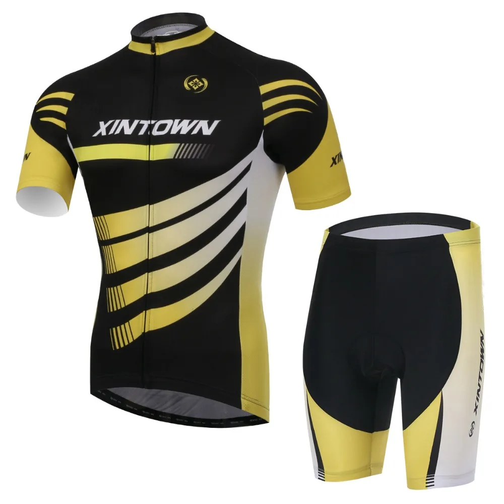 Q506 2017 Black yellow cycling jerseys short sleeve Summer moisture
