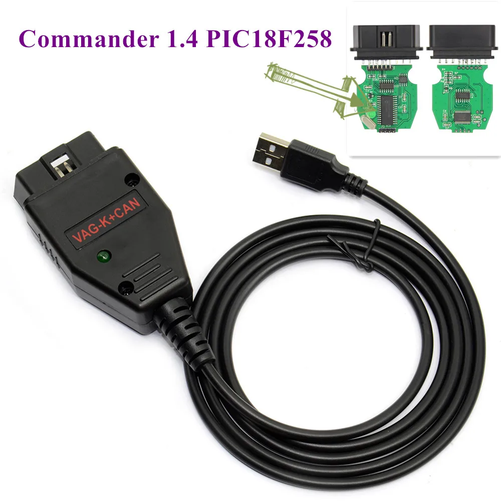 #*Cheap Super VAG Commander 1.4 With PIC18F258 VAG COM K+CAN Chip OBD2 Diagnostic tool Interface Cable