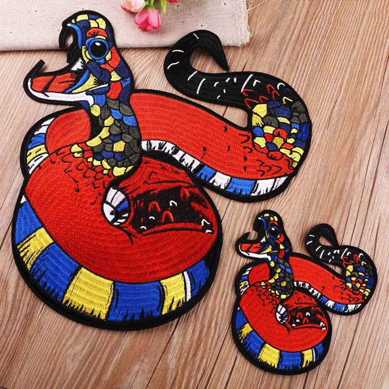 

1pc Large or small Embroidered Snake Patch Sew on Realistic Snake Animal DIY Applique 3D Cool Patch