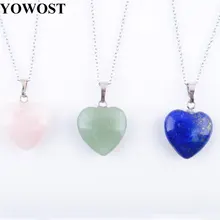 YOWOST натуральные тигры глаз авантюрин Агаты кристаллы аметиста лазурит Любовь Сердце с кулоном и бусинами в виде камней ожерелье ювелирные изделия IBN345